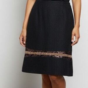 Harve Benard by‎ Bernard Holtzman Womens Black Wool Blend Midi Skirt 12 Preppy